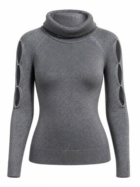 Joseph A Charcoal Sparkle Cowl Neck Sweater